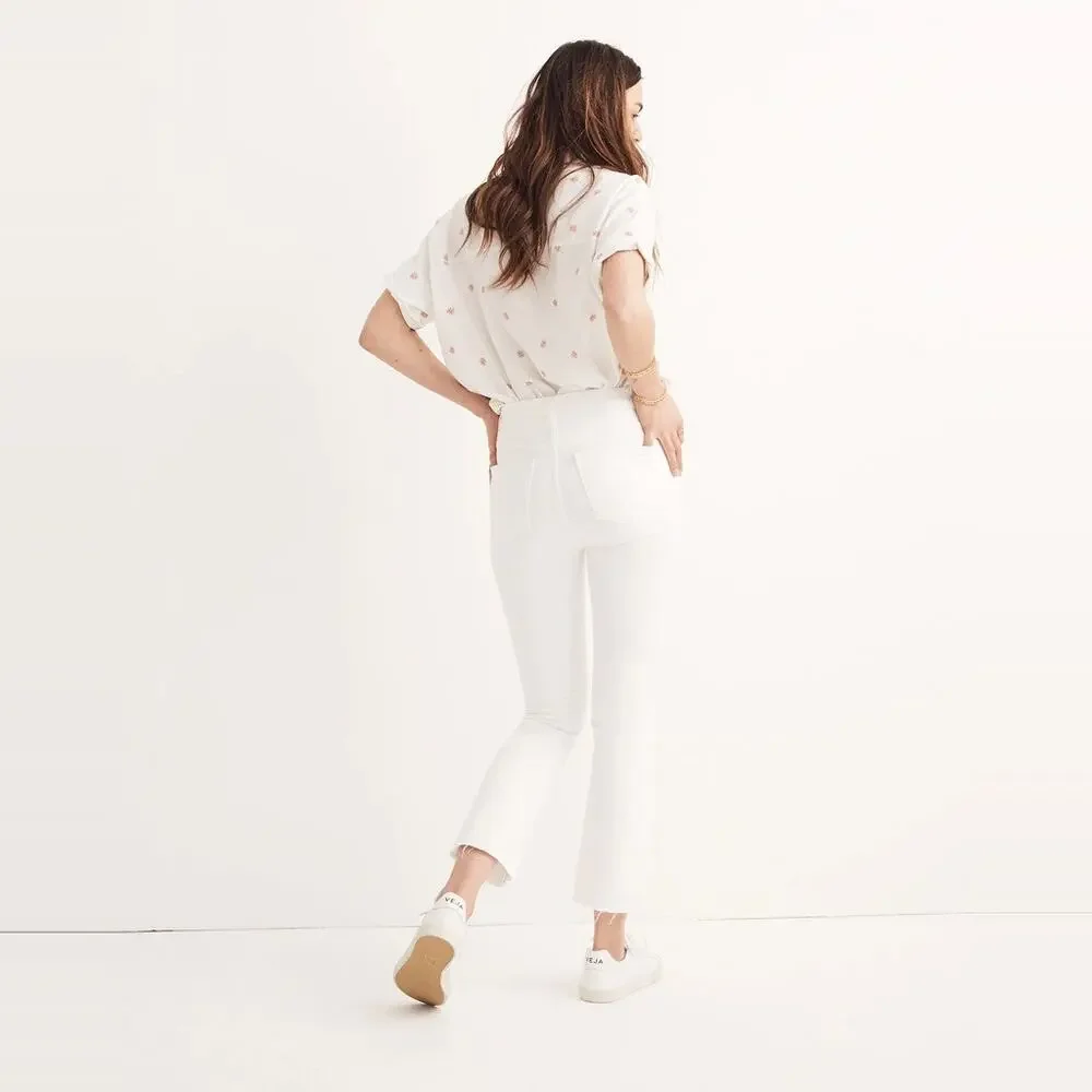 Madewell Cali Demi-Boot Jeans in Pure White w/ Raw-Hem size 28